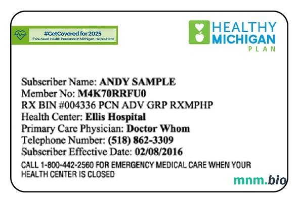 Michigan karta ubezpieczenia zdrowotnego edytowalny szablon